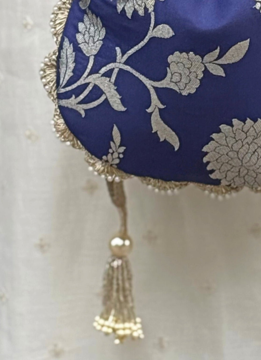 Navy Blue Banarasi Potli AMYRA - Fabilicious Fashion