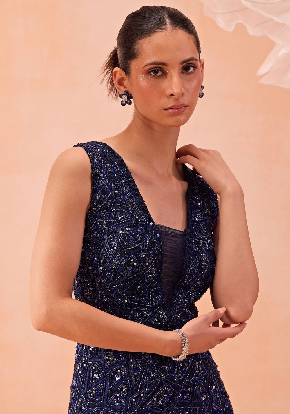 Navy Blue Embellished Gown Parul Gandhi - Fabilicious Fashion