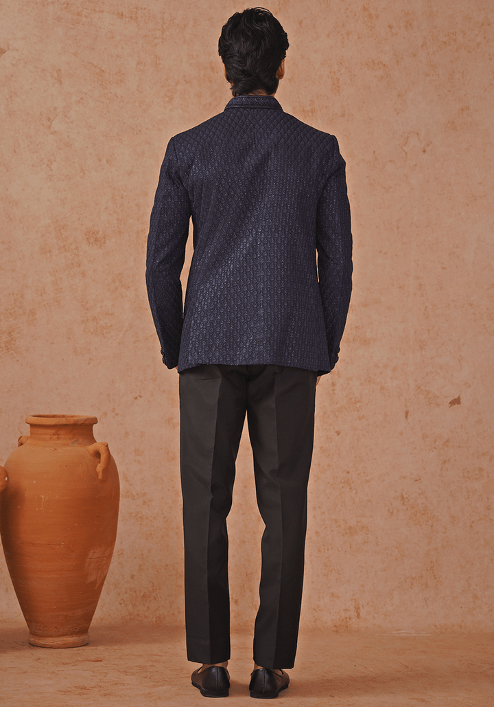Navy Blue Embellished Jodhpuri Set Kalpraag - Fabilicious Fashion