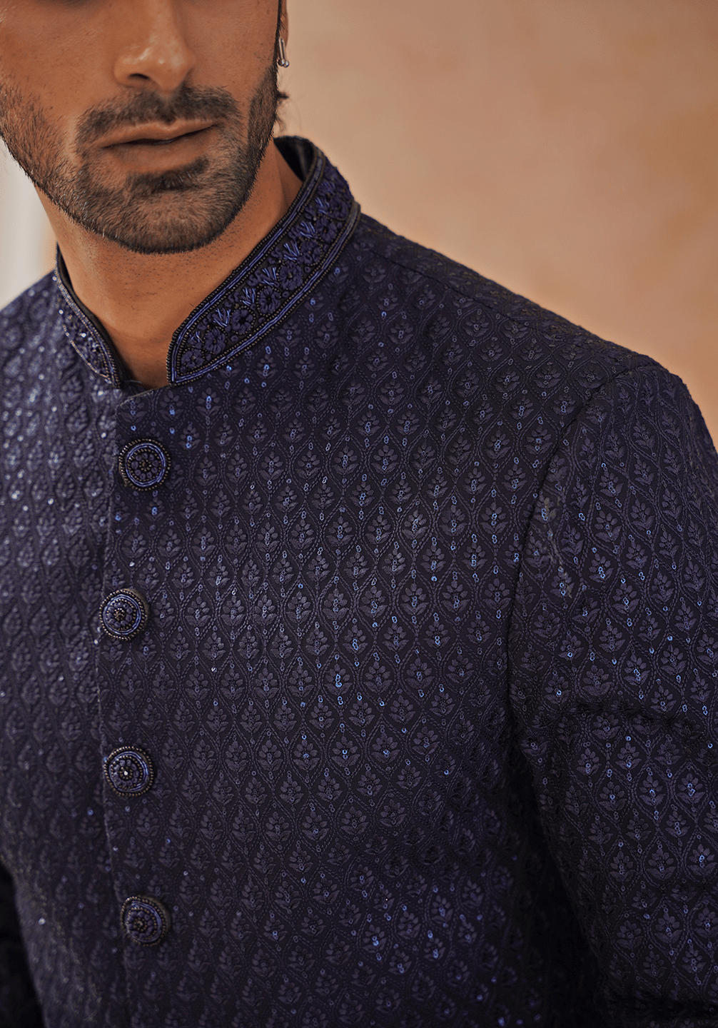 Navy Blue Embellished Jodhpuri Set Kalpraag - Fabilicious Fashion