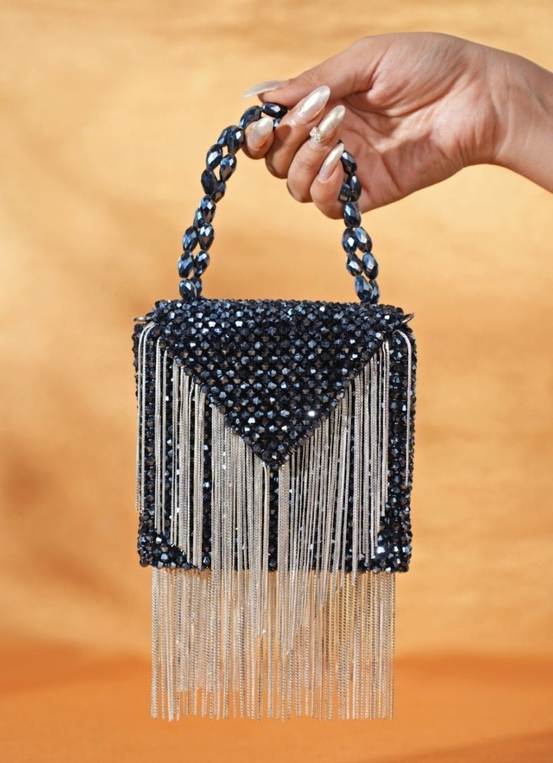 Navy Blue Embellished Mini Bag House of Kosha - Fabilicious Fashion