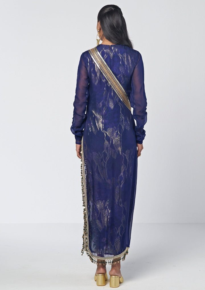 Rishi and Vibhuti Navy Blue Georgette Jacquard DressFabilicious Fashion