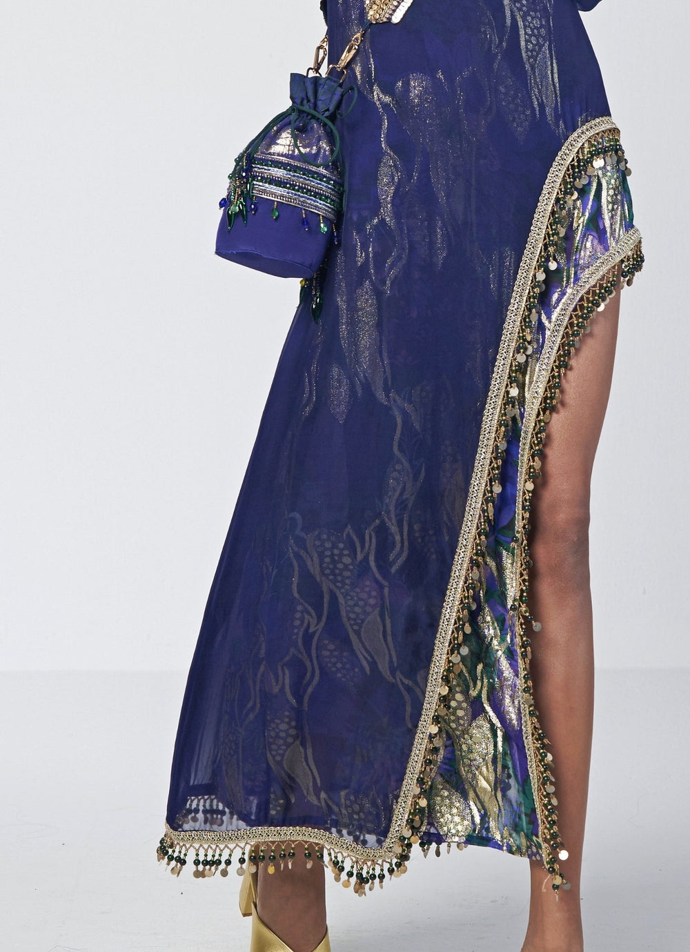 Rishi and Vibhuti Navy Blue Georgette Jacquard DressFabilicious Fashion