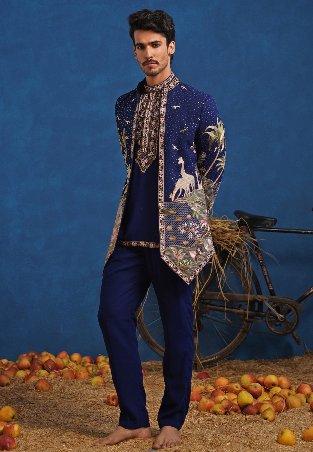 Navy Blue Georgette Jodhpuri Set Kalpraag - Fabilicious Fashion