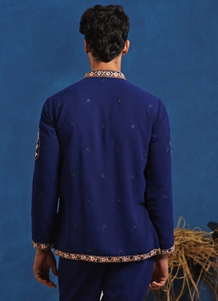 Navy Blue Georgette Short Kurta Set Kalpraag - Fabilicious Fashion