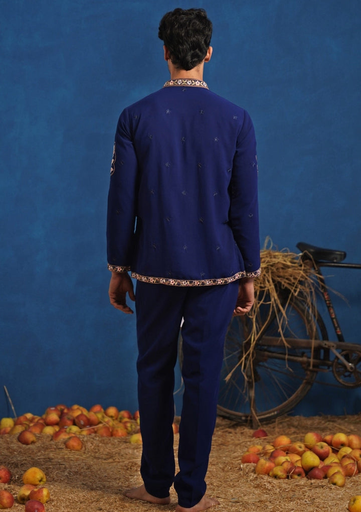 Navy Blue Georgette Short Kurta Set Kalpraag - Fabilicious Fashion