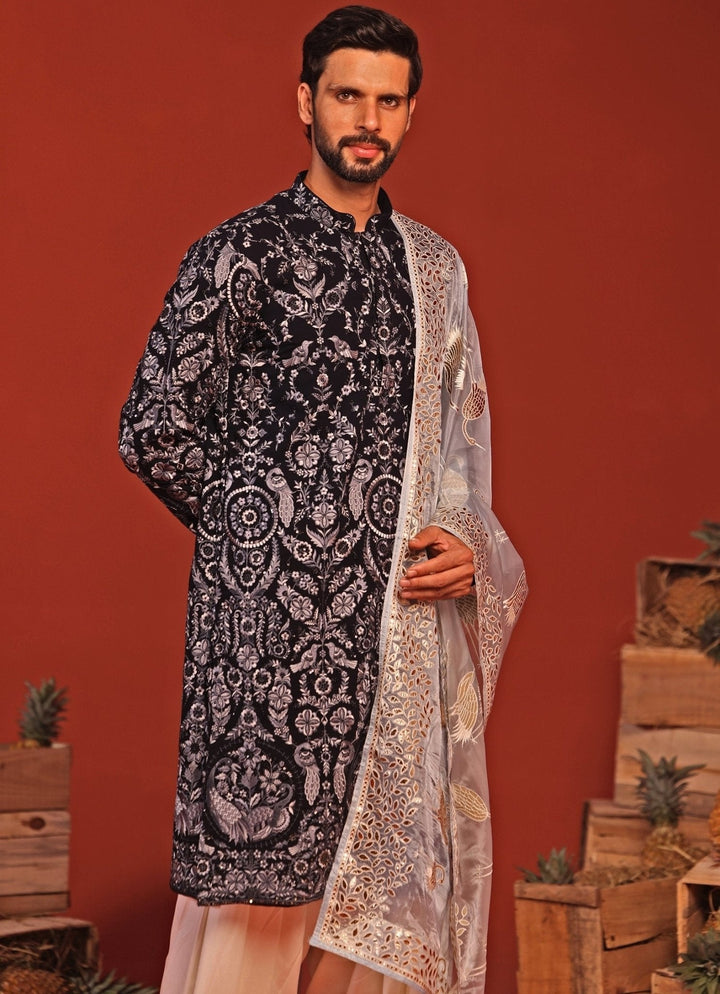 Navy Blue Kurta Patiala Set With Dupatta Kalpraag - Fabilicious Fashion
