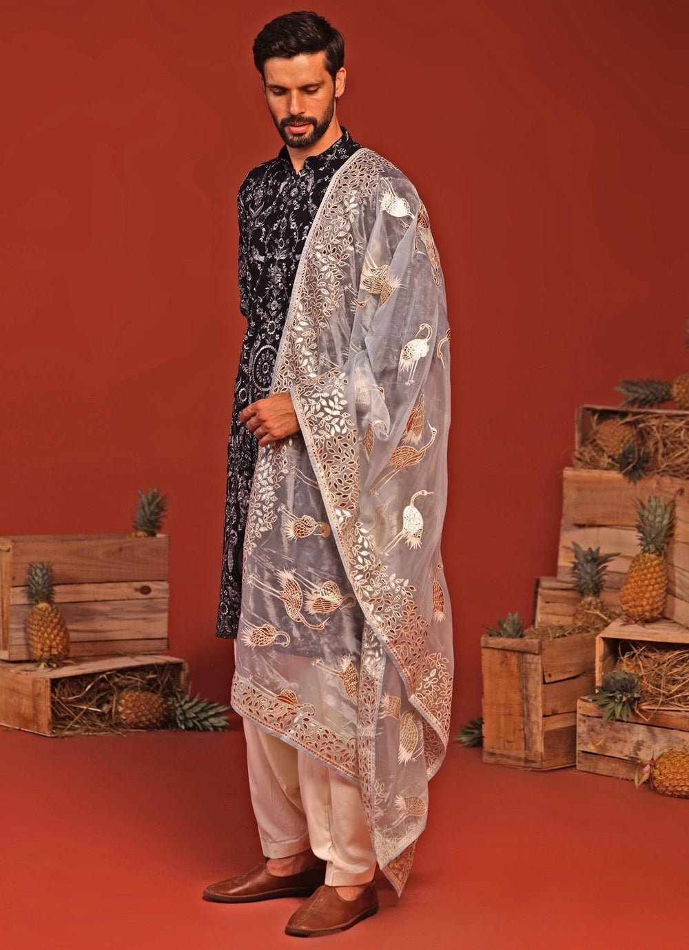 Navy Blue Kurta Patiala Set With Dupatta Kalpraag - Fabilicious Fashion