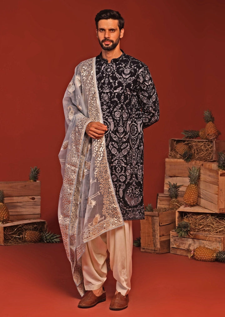 Navy Blue Kurta Patiala Set With Dupatta Kalpraag - Fabilicious Fashion