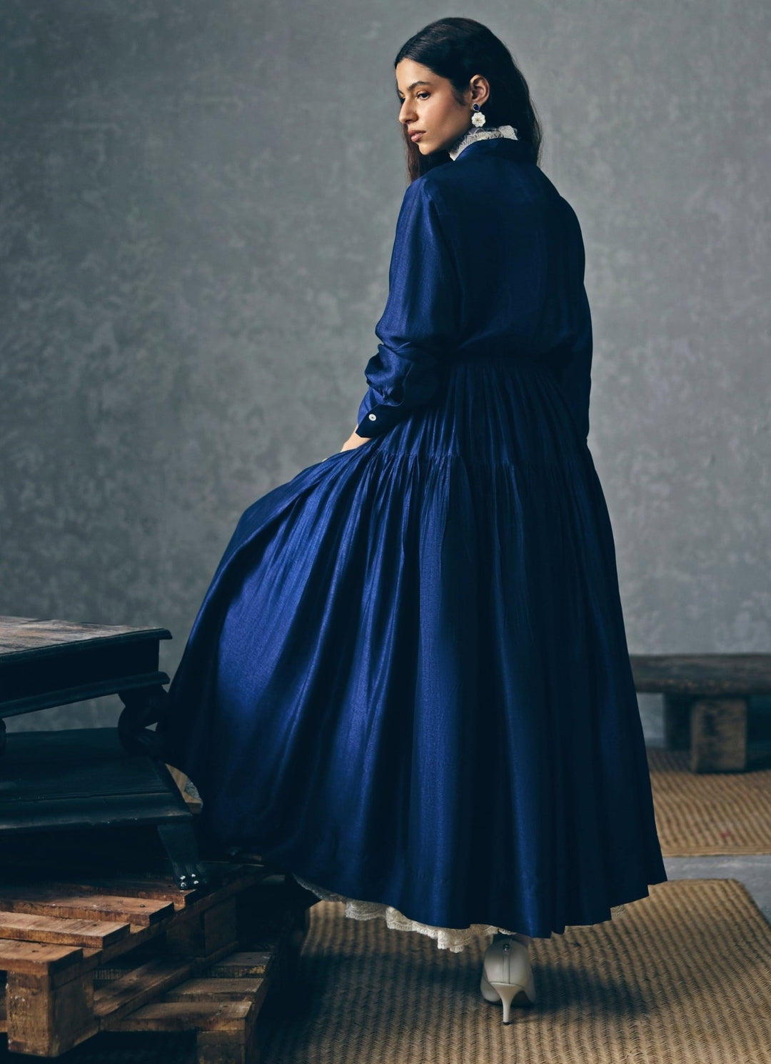 Paulmi and Harsh X Ease Navy Blue Long Silk DressFabilicious Fashion
