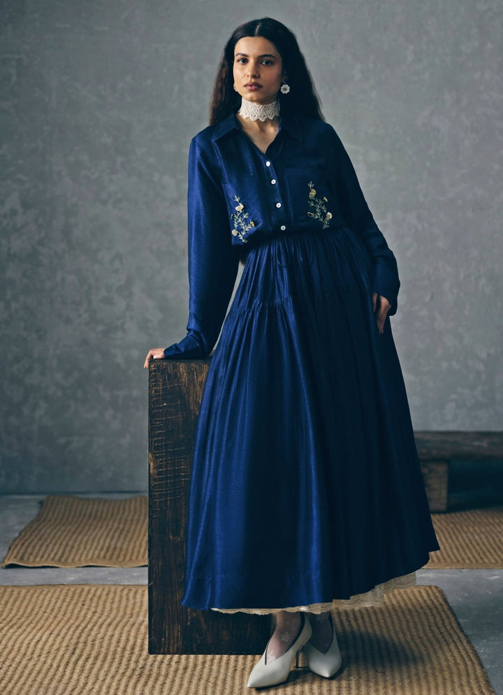 Paulmi and Harsh X Ease Navy Blue Long Silk DressFabilicious Fashion