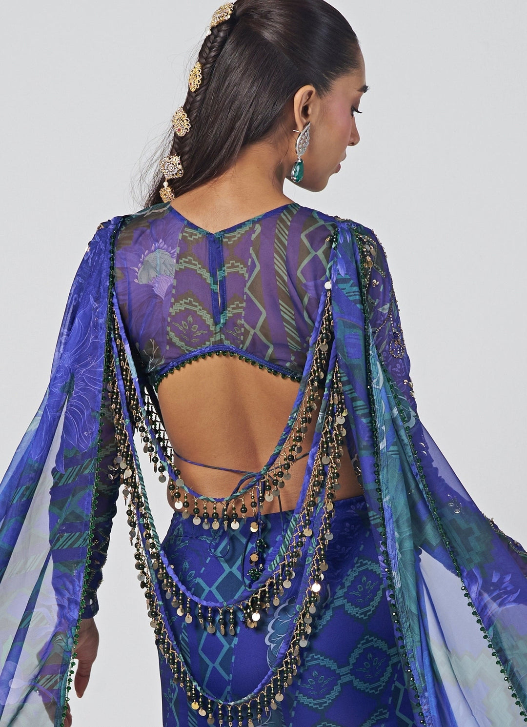 Rishi and Vibhuti Navy Blue Organza Mermaid Lehenga SetFabilicious Fashion