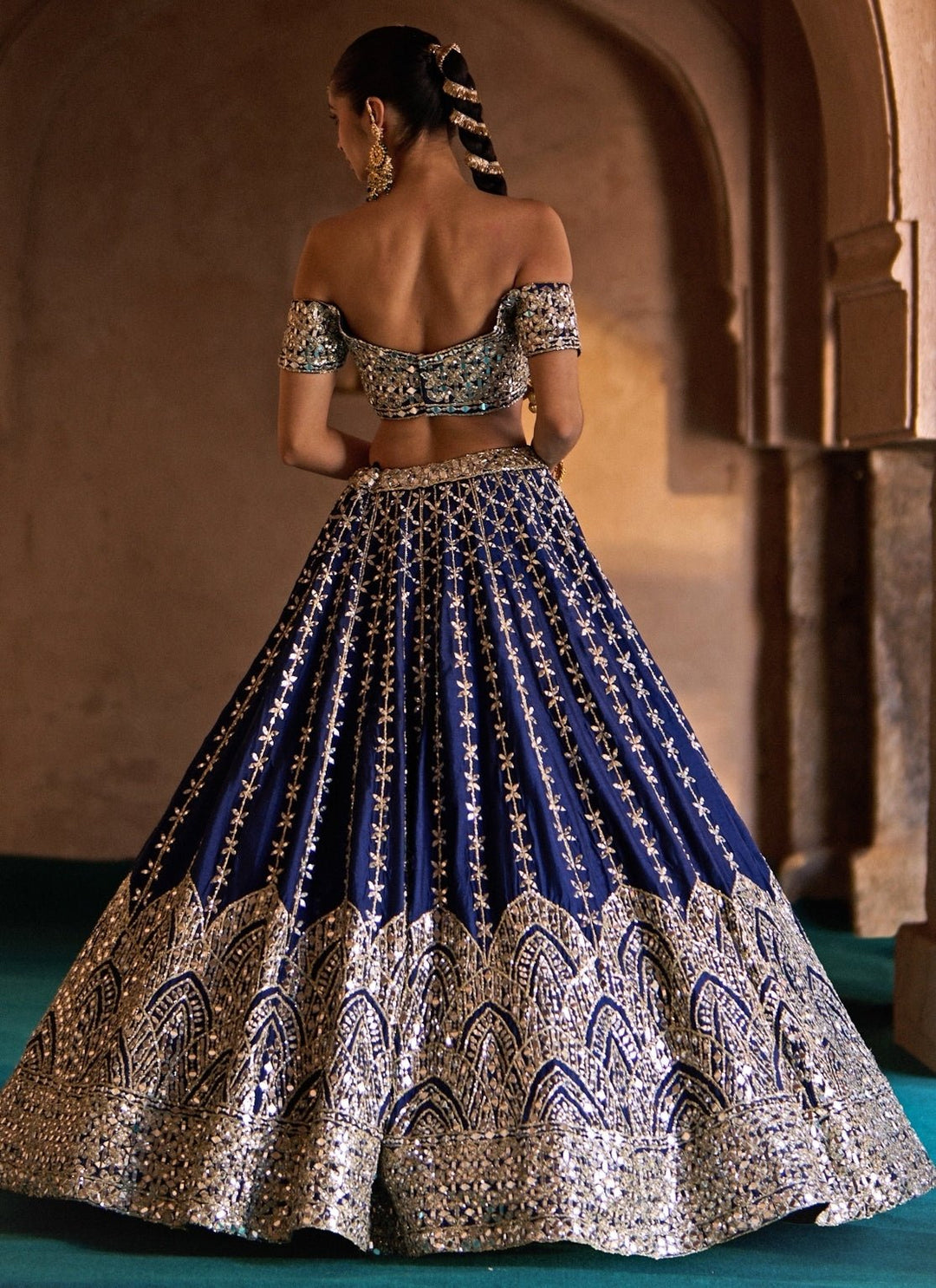 Angad Singh Navy Blue Raw Silk Lehenga SetFabilicious Fashion