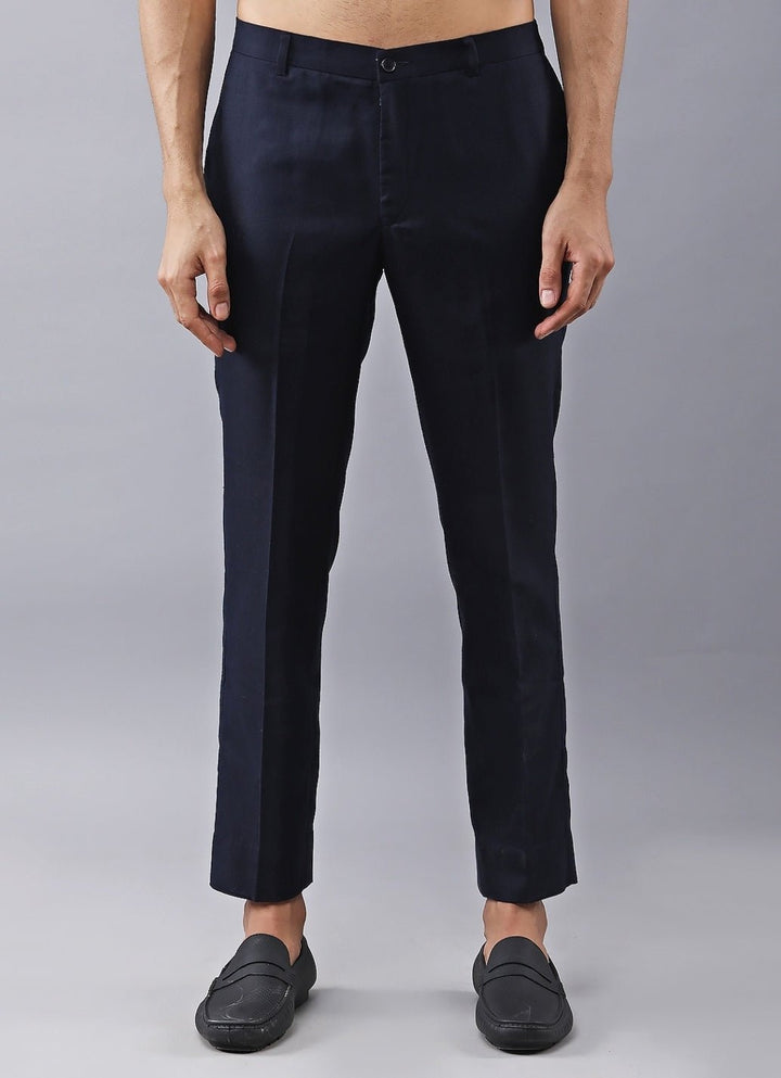 Navy Blue Silk Kurta Set with Jacket Manish Nagdeo Men - Fabilicious Fashion