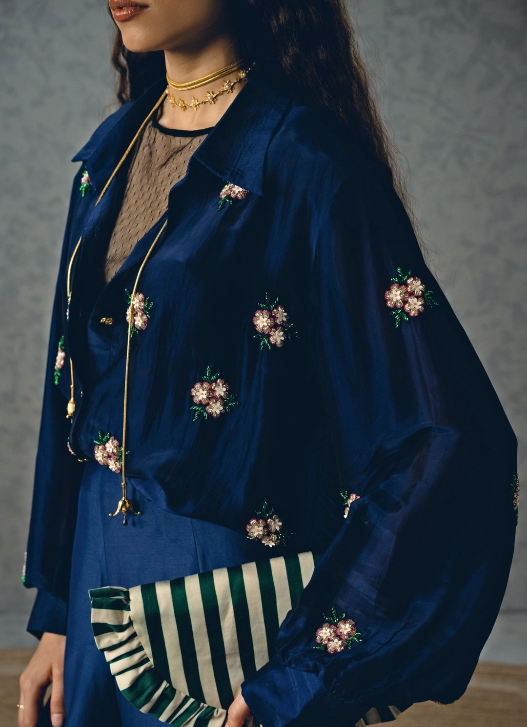 Navy Blue Silk Pants Set Paulmi and Harsh X Ease - Fabilicious Fashion