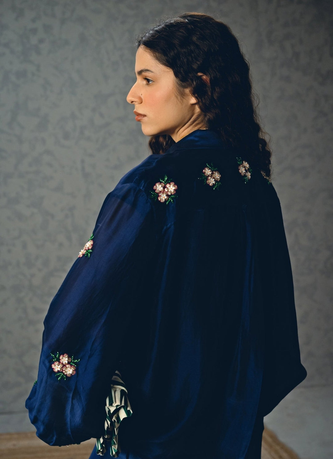 Navy Blue Silk Pants Set Paulmi and Harsh X Ease - Fabilicious Fashion