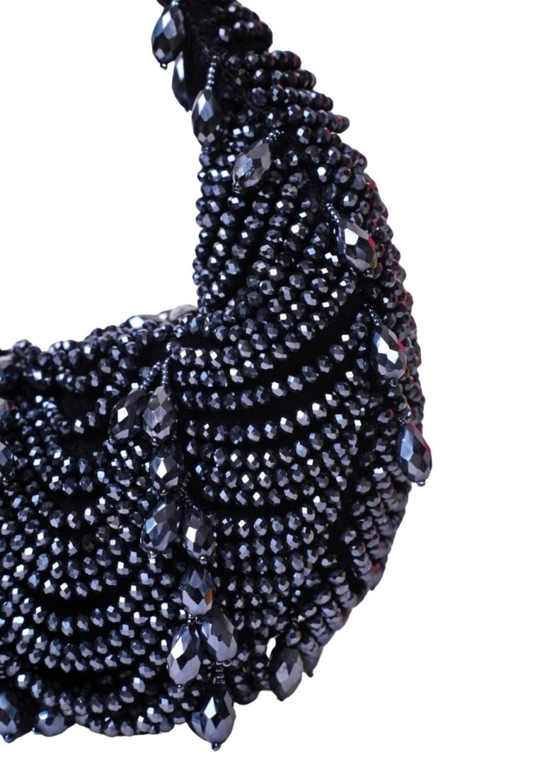 Navy Blue Suede Embellished Hobo Bag House of Kosha - Fabilicious Fashion