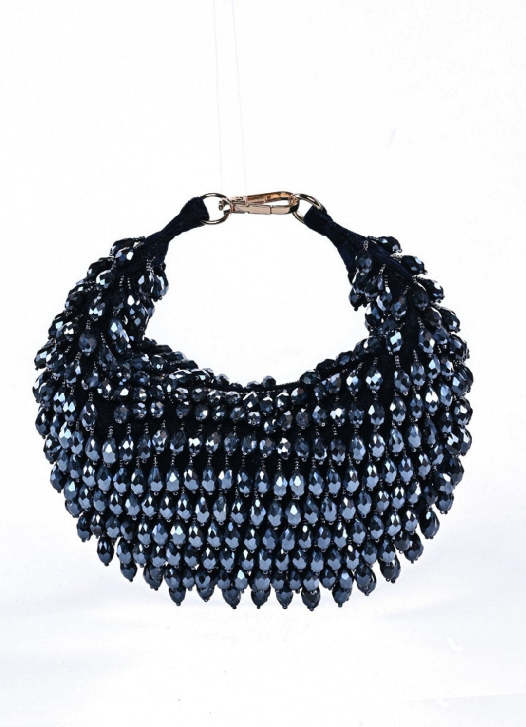 Navy Blue Suede Embellished Hobo Bag House of Kosha - Fabilicious Fashion