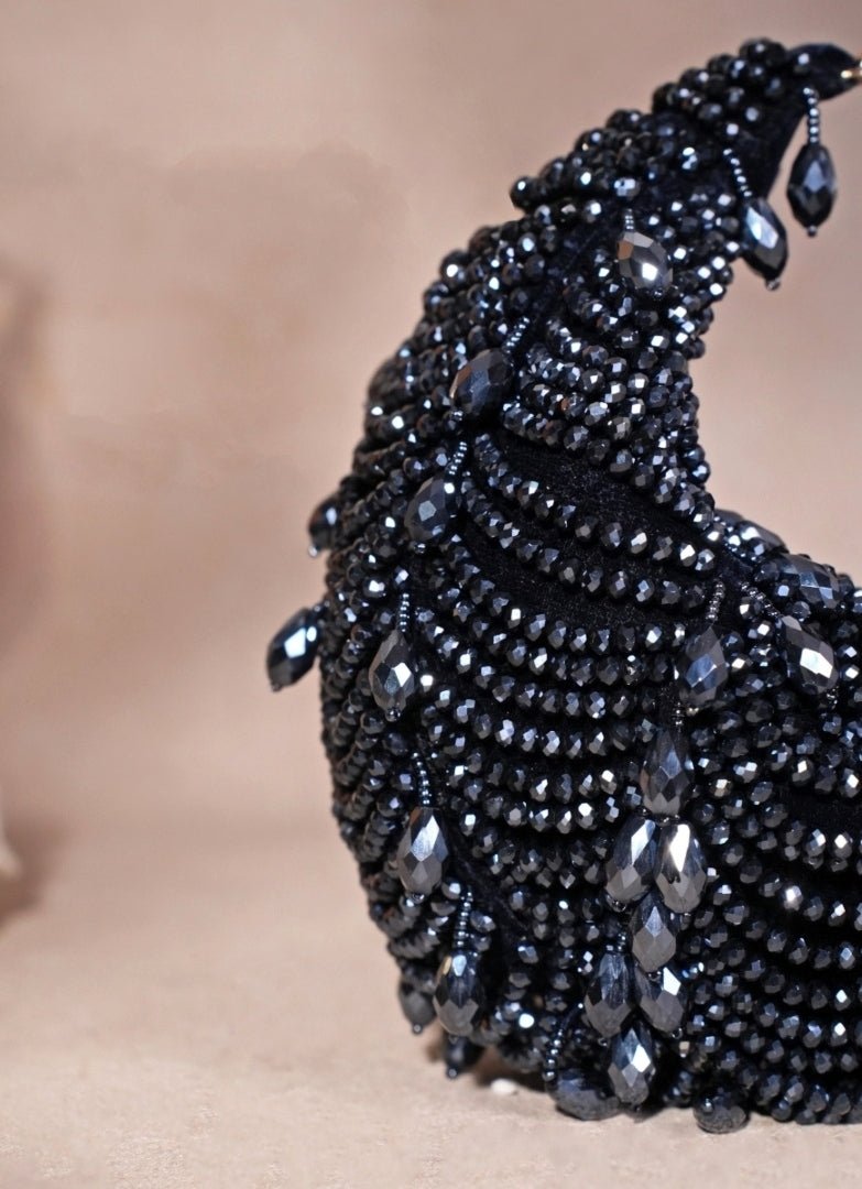 Navy Blue Suede Embellished Hobo Bag House of Kosha - Fabilicious Fashion