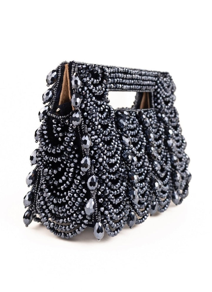 Navy Blue Suede Handcrafted Clutch House of Kosha - Fabilicious Fashion