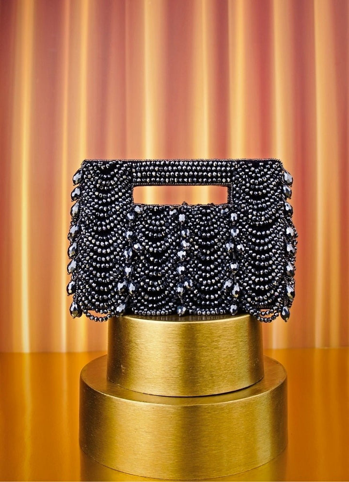 Navy Blue Suede Handcrafted Clutch House of Kosha - Fabilicious Fashion