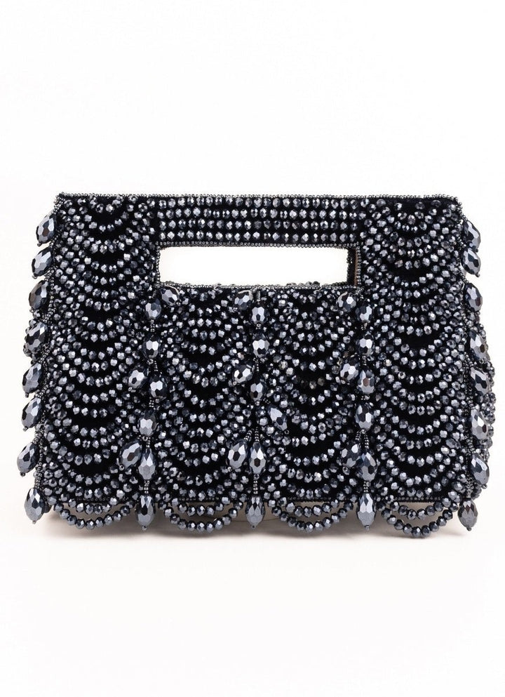 Navy Blue Suede Handcrafted Clutch House of Kosha - Fabilicious Fashion