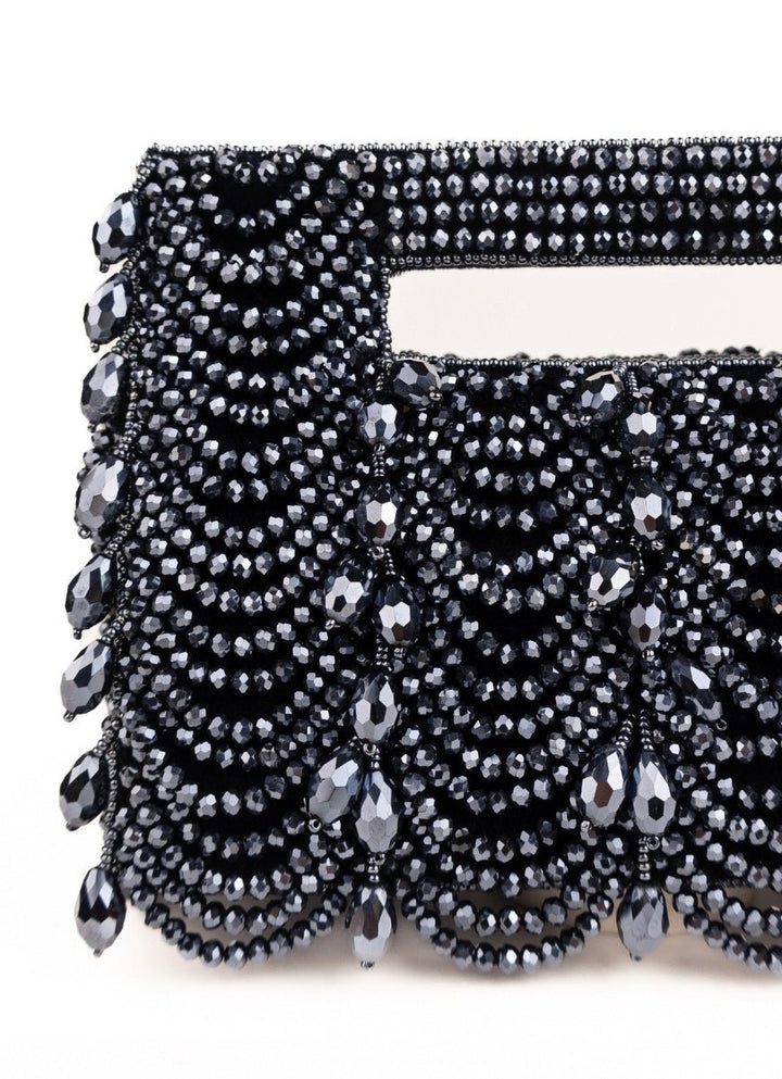 Navy Blue Suede Handcrafted Clutch House of Kosha - Fabilicious Fashion
