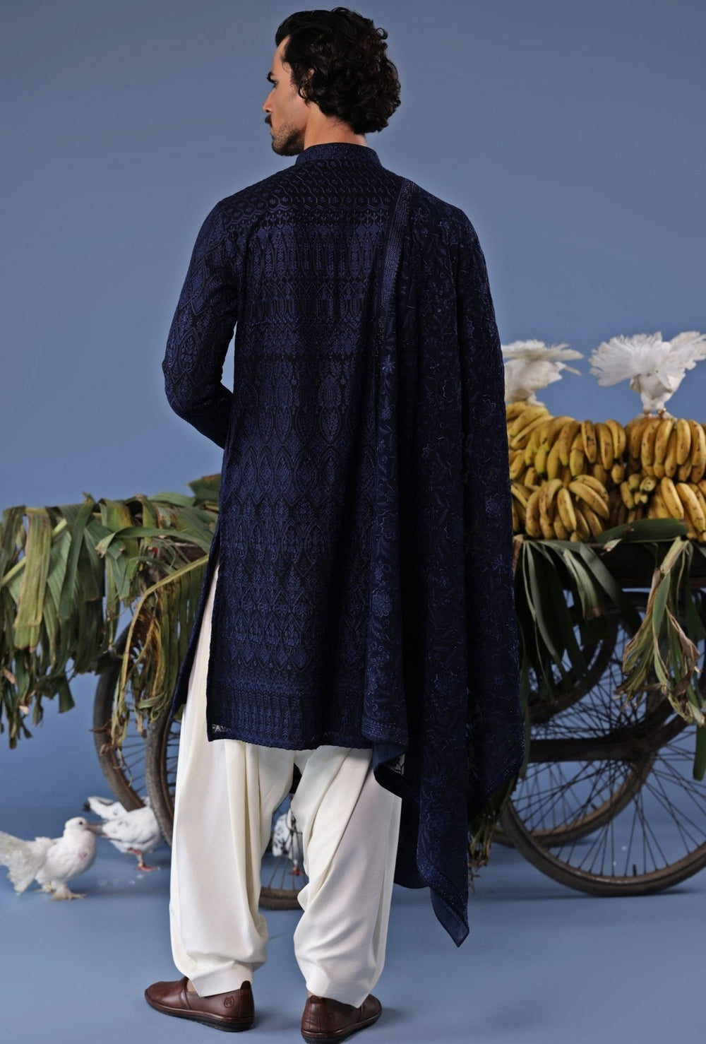 Navy Blue Thread Embroidered Kurta Patiala Set Kalpraag - Fabilicious Fashion