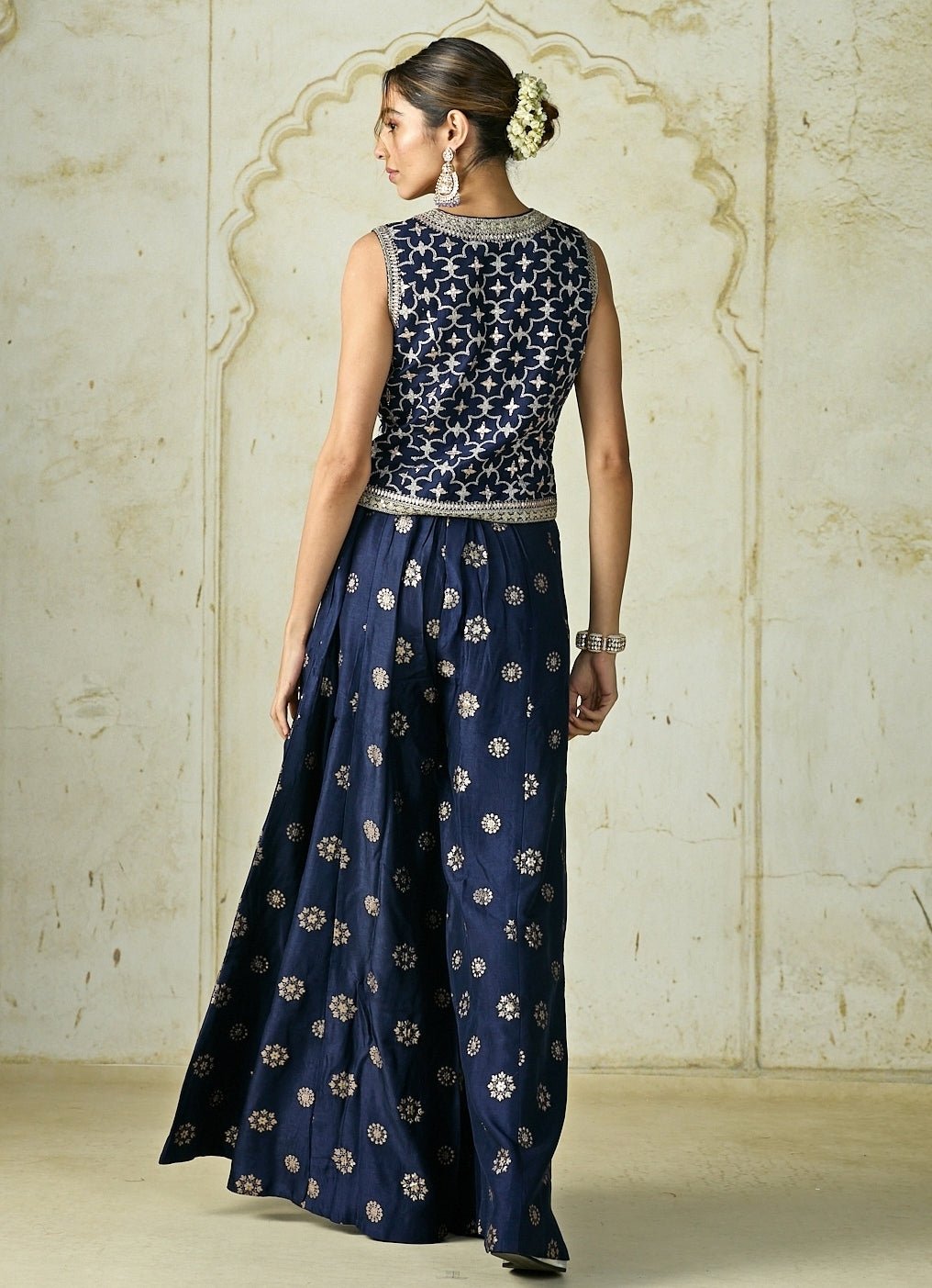 Gopi Vaid Navy Blue Tussar Pants SetFabilicious Fashion