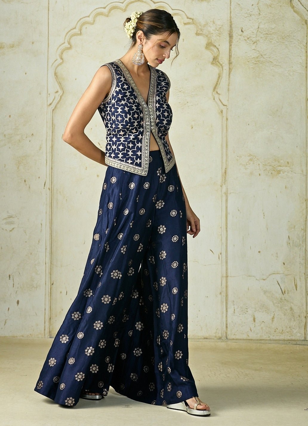 Gopi Vaid Navy Blue Tussar Pants SetFabilicious Fashion