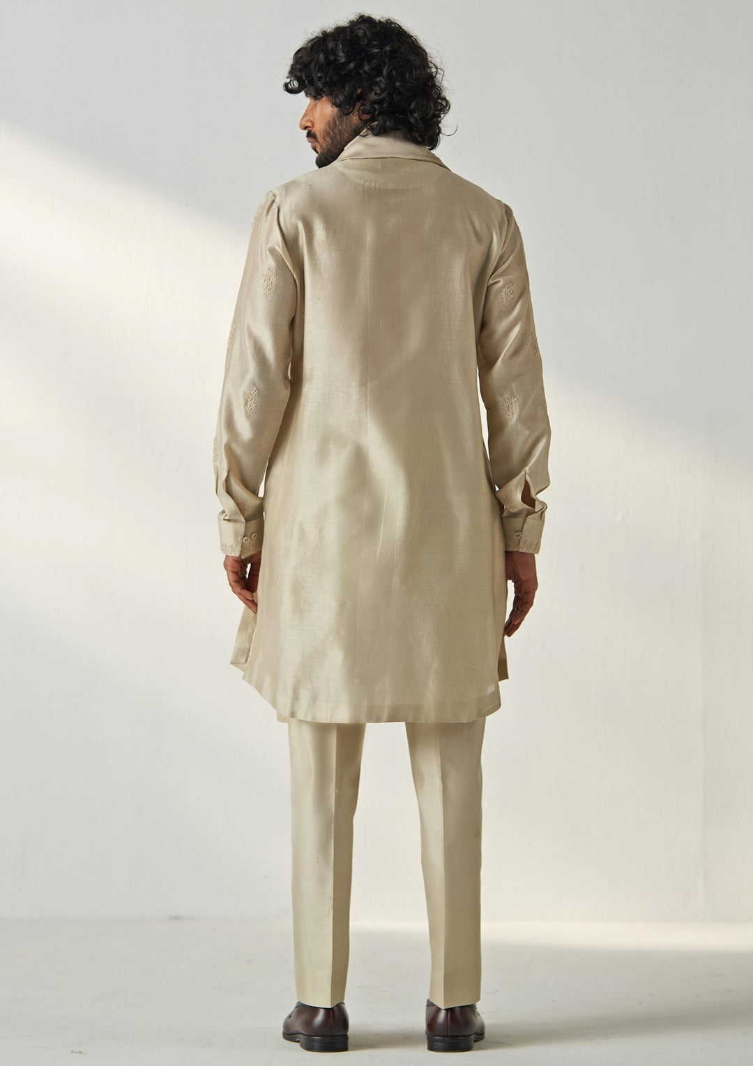 Nude Beige Embroidered Kurta Pant Set Studio Bagechaa - Men - Fabilicious Fashion
