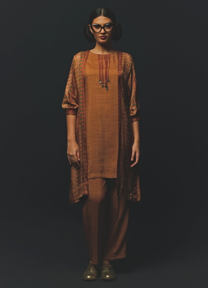 Nude Gold Satin Co - Ord Set Basil Leaf - Fabilicious Fashion