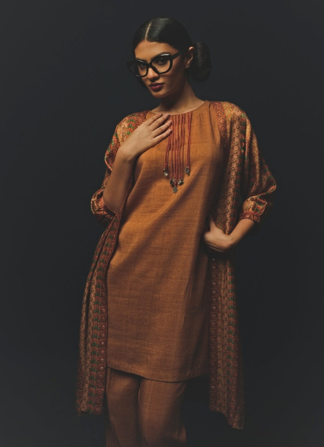 Nude Gold Satin Co - Ord Set Basil Leaf - Fabilicious Fashion