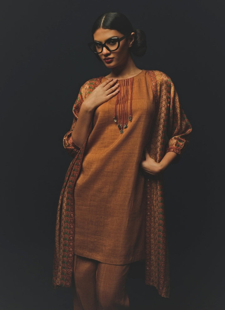 Nude Gold Satin Co - Ord Set Basil Leaf - Fabilicious Fashion