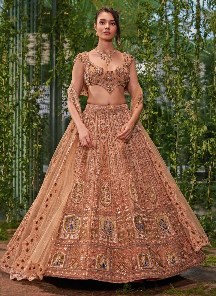 Jigar and Nikita Nude Gold Silk Bridal Lehenga SetFabilicious Fashion
