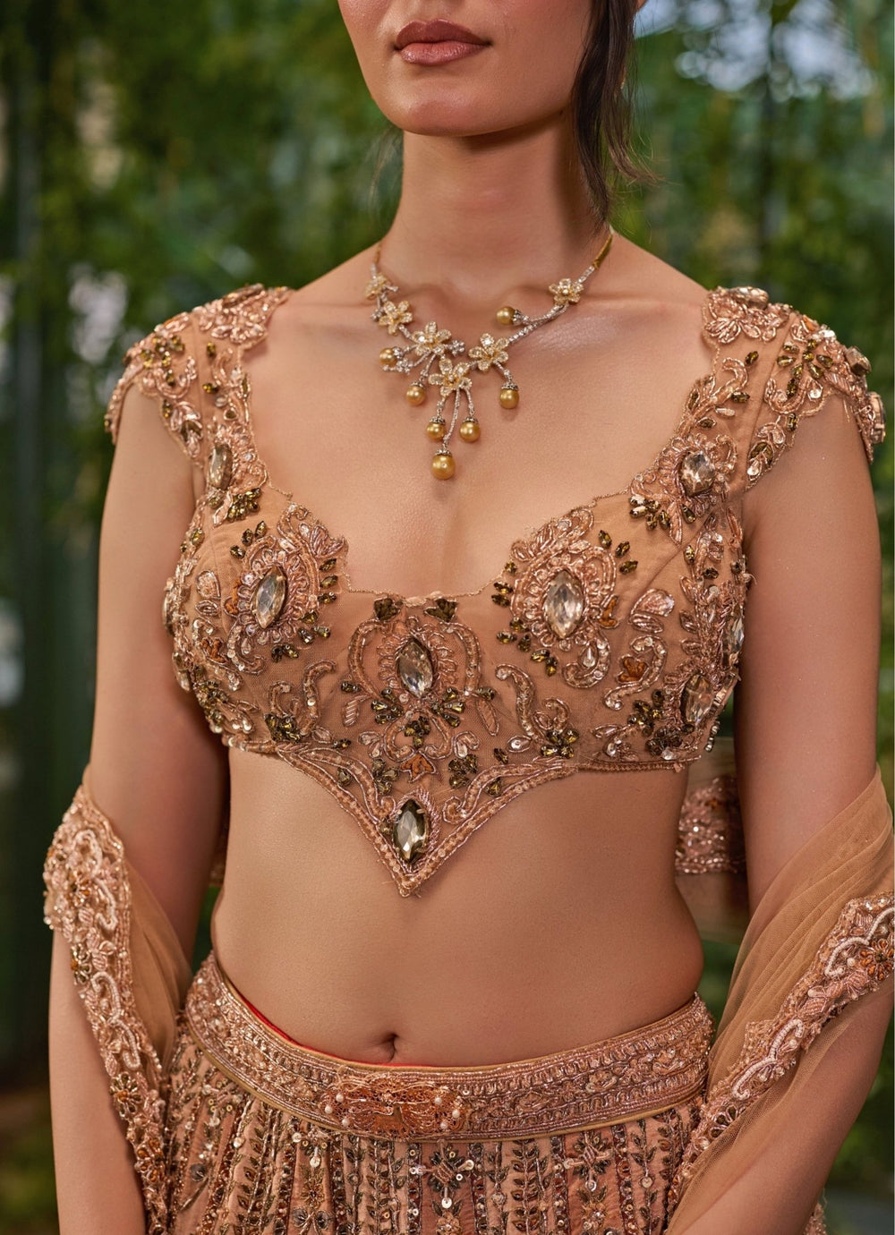 Jigar and Nikita Nude Gold Silk Bridal Lehenga SetFabilicious Fashion