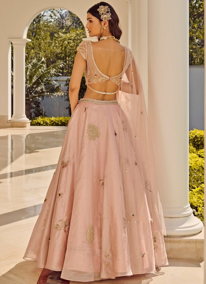 Nude Pink Embroidered Lehenga Set Parul Gandhi - Fabilicious Fashion