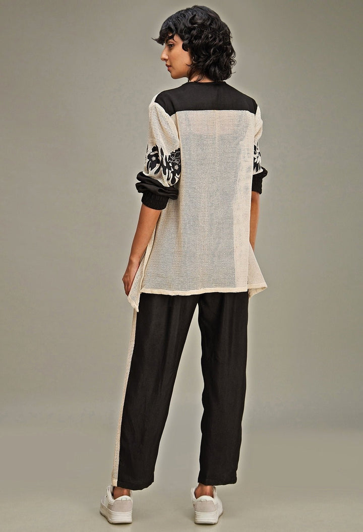 Off White Applique And Floral Embroidery Top And Pant Set Soup By Sougat Paul - Fabilicious Fashion