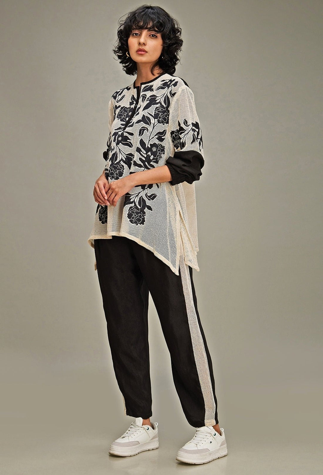 Off White Applique And Floral Embroidery Top And Pant Set Soup By Sougat Paul - Fabilicious Fashion