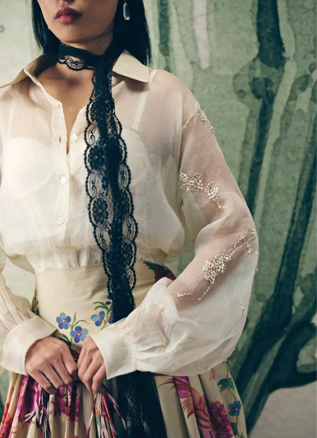 Off White Cotton Printed Skirt Set Paulmi and Harsh X Ease - Fabilicious Fashion