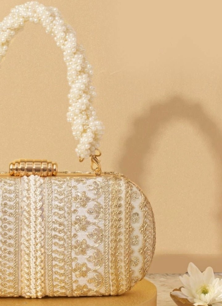Off - White Embellished Clutch AMYRA - Fabilicious Fashion