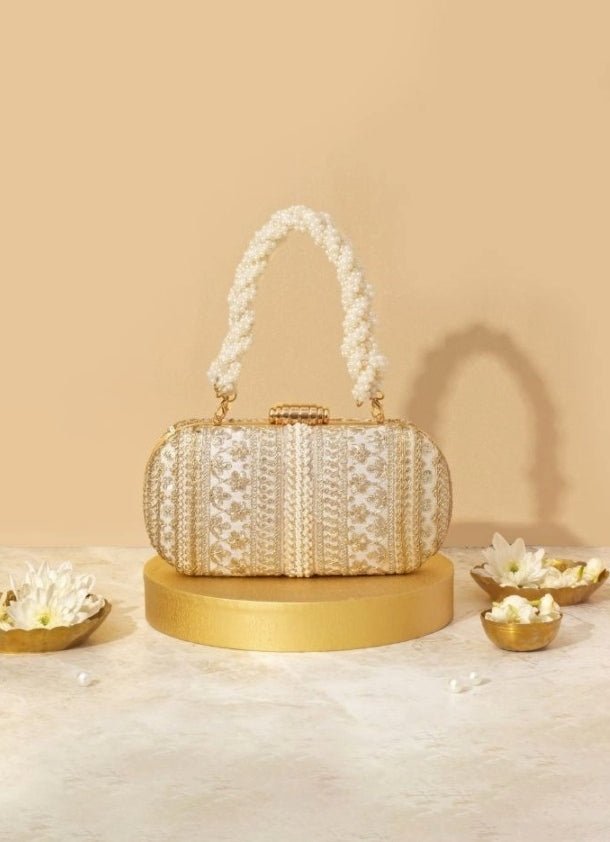 Off - White Embellished Clutch AMYRA - Fabilicious Fashion