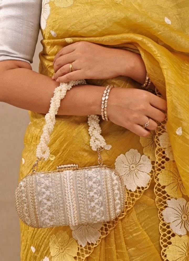 Off - White Embellished Clutch AMYRA - Fabilicious Fashion