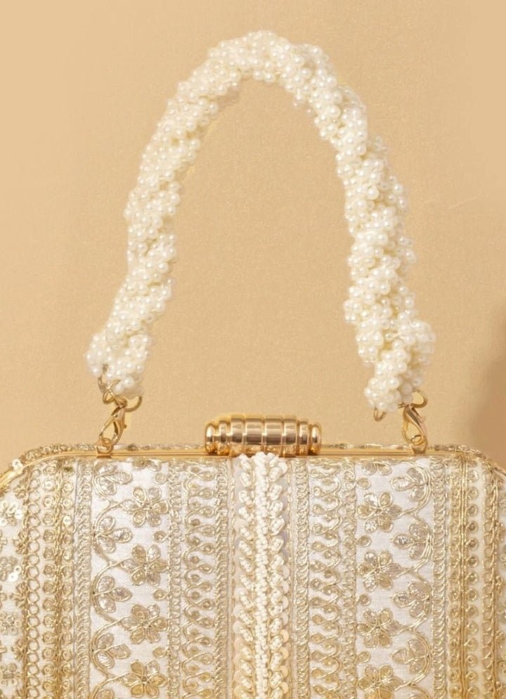 Off - White Embellished Clutch AMYRA - Fabilicious Fashion