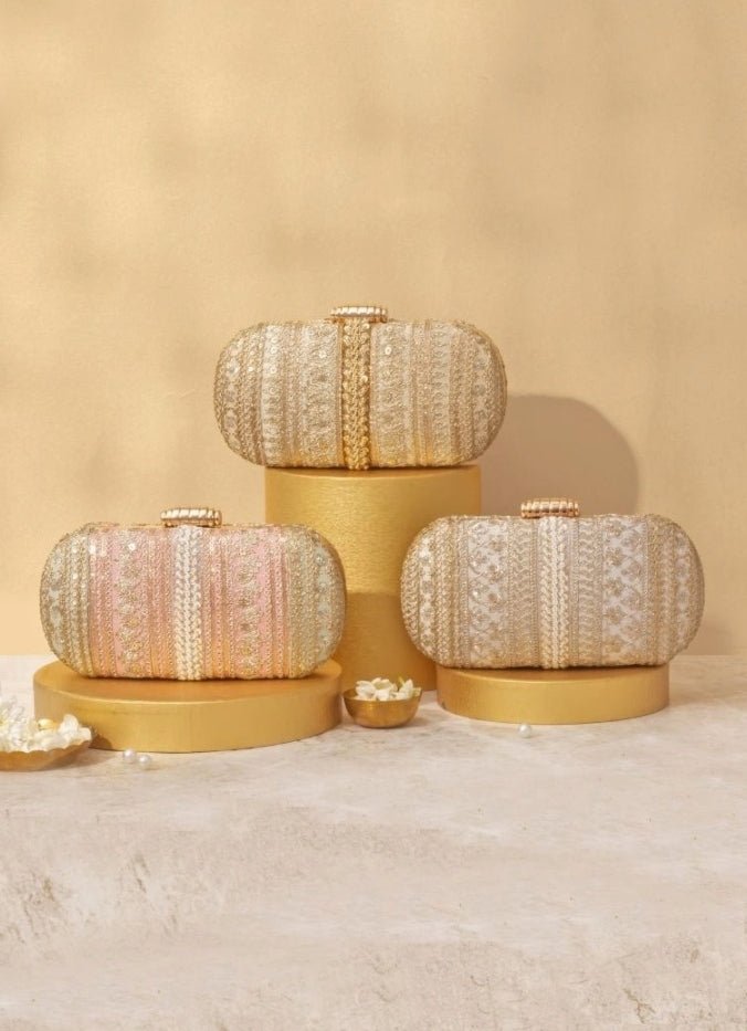 Off - White Embellished Clutch AMYRA - Fabilicious Fashion