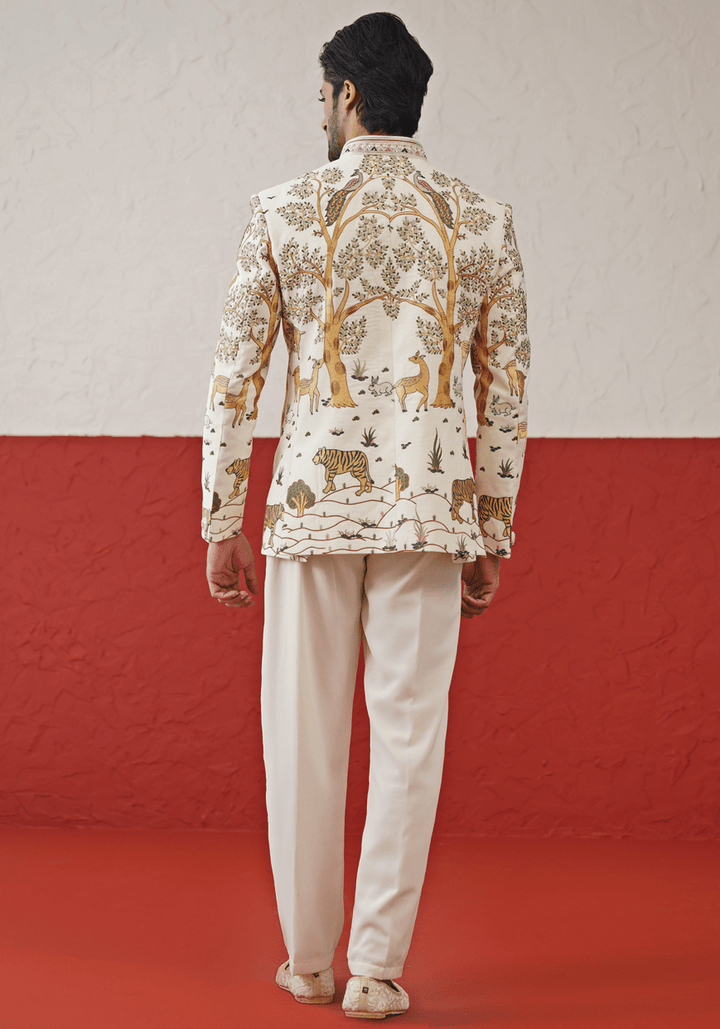 Off White Embellished Jodhpuri Set Kalpraag - Fabilicious Fashion