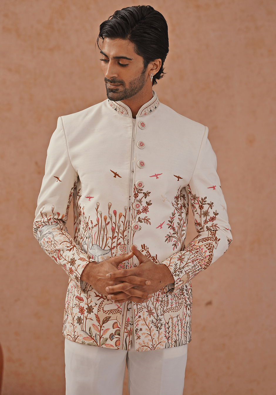 Off White Embellished Jodhpuri Set Kalpraag - Fabilicious Fashion