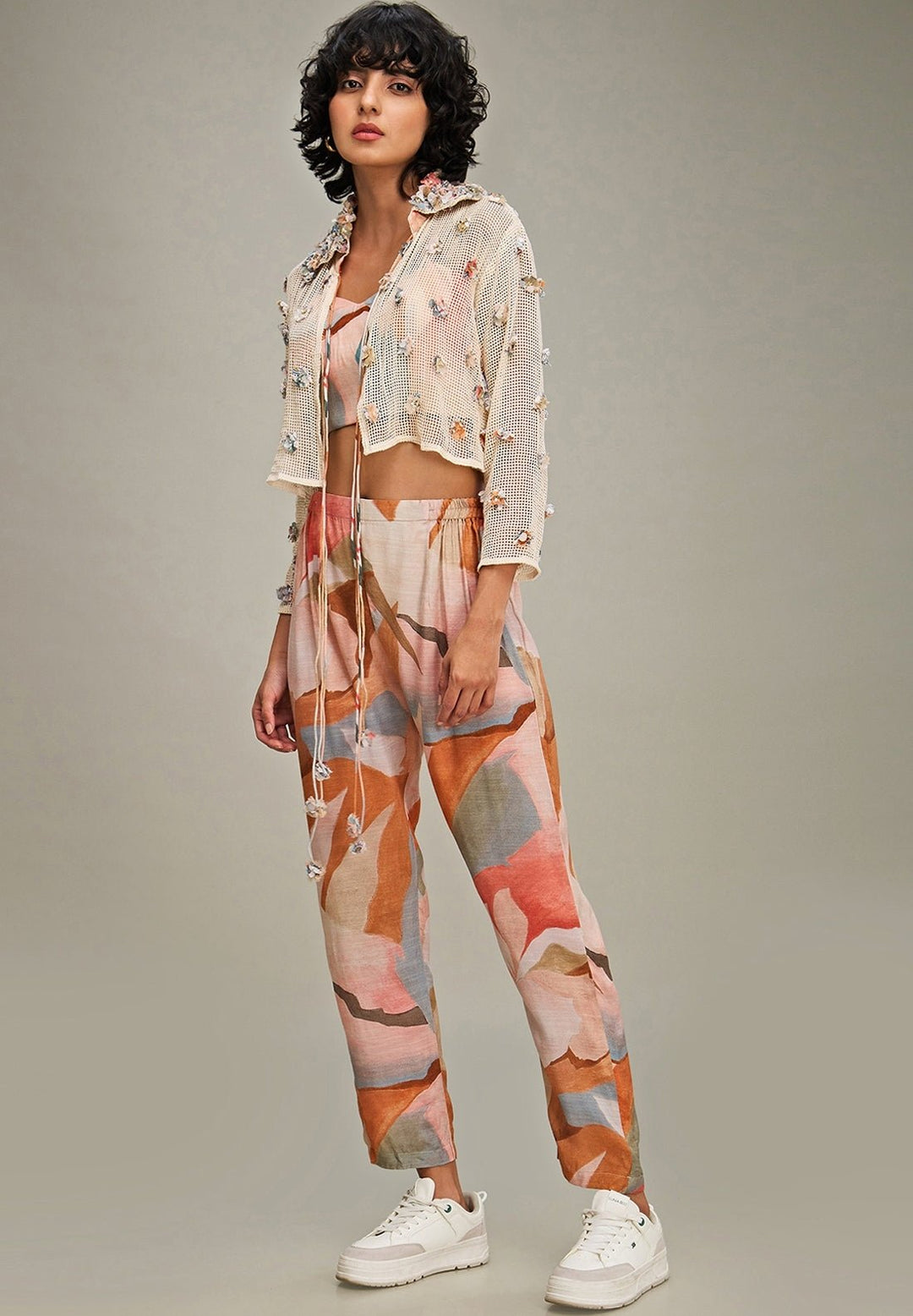 Off White Embroidered Pant Set With Jacket Soup By Sougat Paul - Fabilicious Fashion