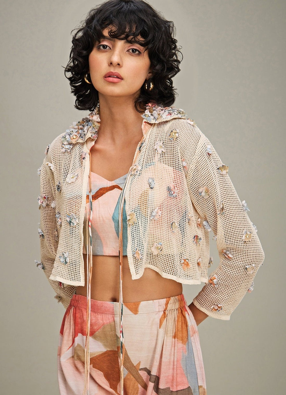 Off White Embroidered Pant Set With Jacket Soup By Sougat Paul - Fabilicious Fashion