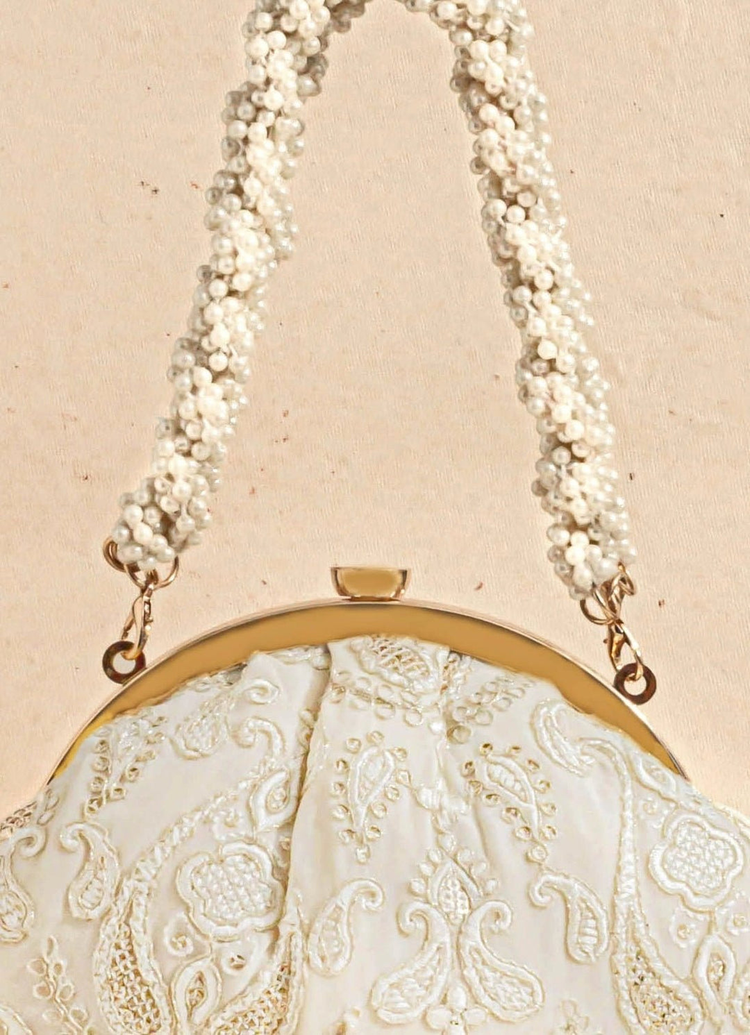 Off - White Embroidered Vintage Purse AMYRA - Fabilicious Fashion